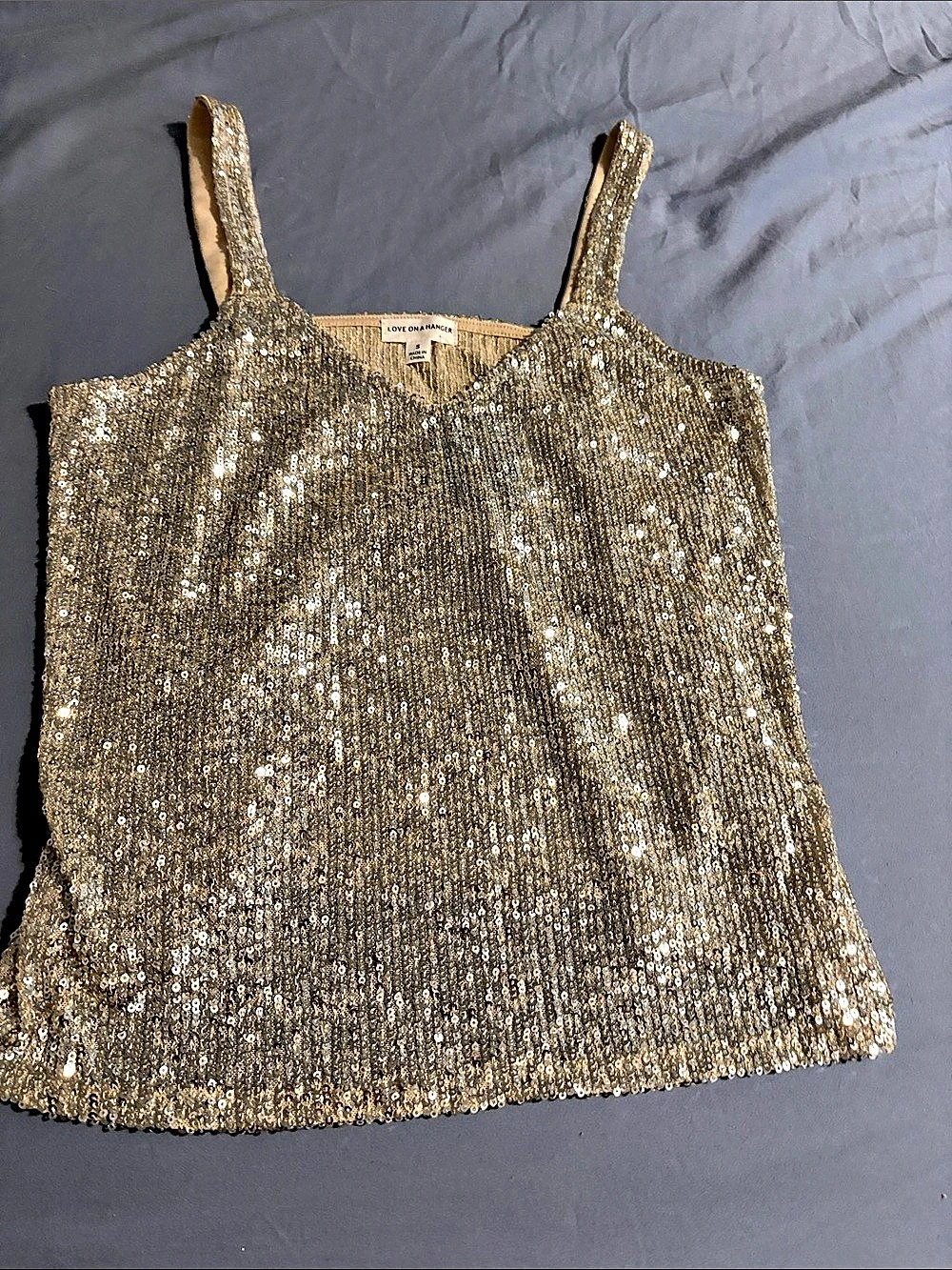 Love on a Hanger Sequin Camisole Gold